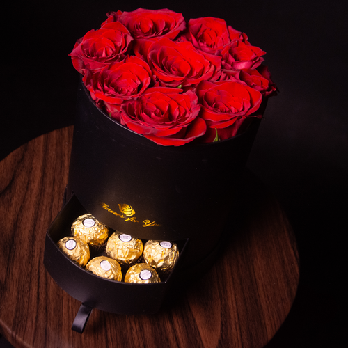 Box Rosas con Cajoncito de Bombones
