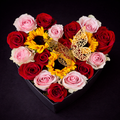 Box Corazón Mix: Girasoles y Rosas