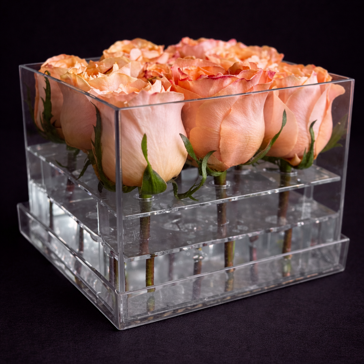 Box Acrílico: Rosas en Transparencia