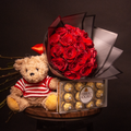 Pack San Valentín: Rosas, Osito y Chocolates